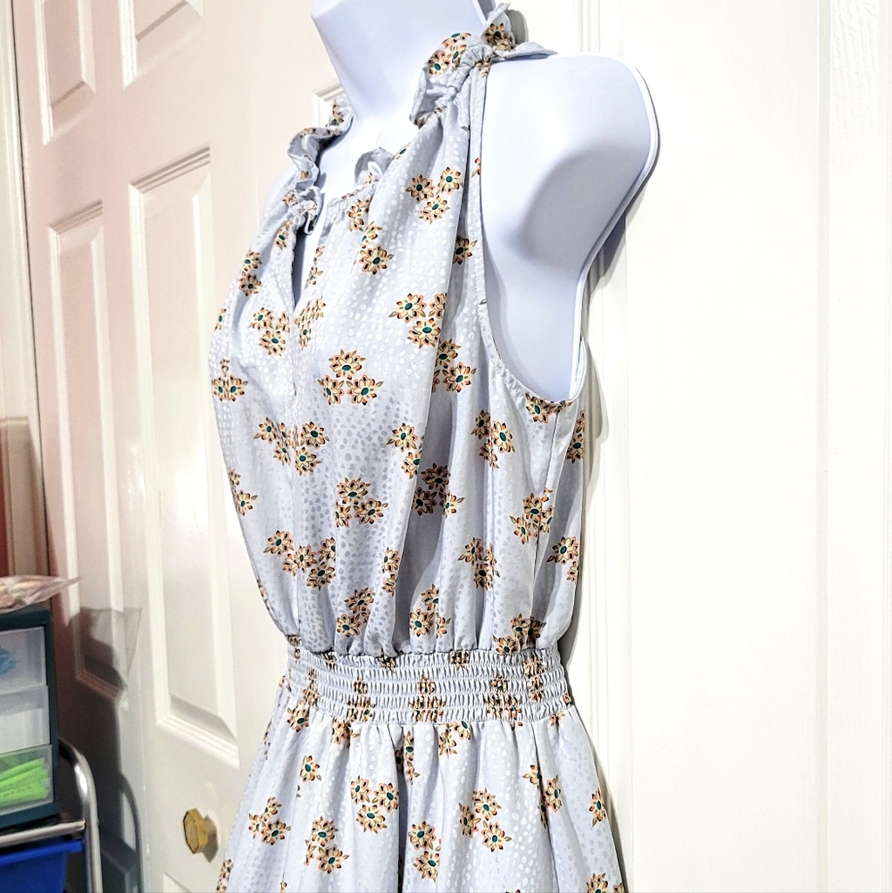 Ann Taylor Factory Dress Pastel Light Blue Floral Ruffles Flowey Sleevel… - Picture 6 of 8